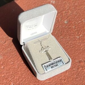 Cross with Crown of Thorn 18” Chain Necklace Sterling Silver St. Stephen’s